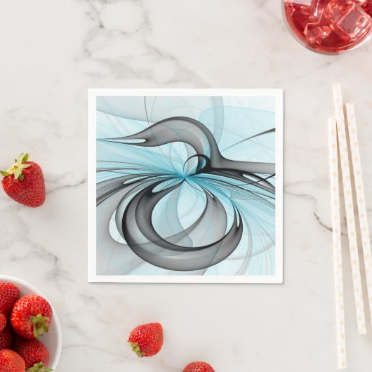 Abstract Anthracite Gray Blue Modern Fractal Art Serviette (Beispiel)