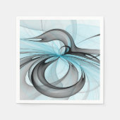 Abstract Anthracite Gray Blue Modern Fractal Art Serviette (Vorderseite)