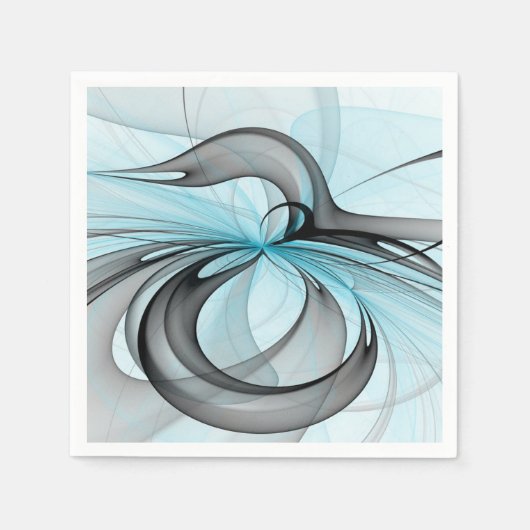 Abstract Anthracite Gray Blue Modern Fractal Art Serviette (Vorderseite)
