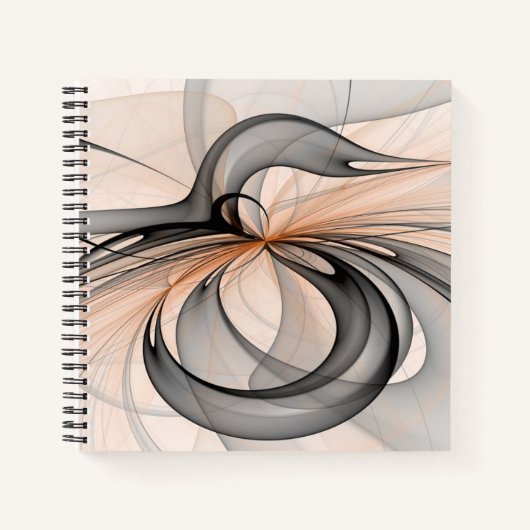 Abstract Anthracite Gray Sienna Modern Fractal Art Notizblock (Vorderseite)