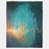 Abstract Aqua Waves with Golden Sunlight Fleecedecke (Vorderseite)