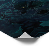 Abstract Aqua Waves with Golden Sunlight Poster (Ecke)