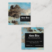 *Abstract Aquarell-blaues silbernes schwarzes Quadratische Visitenkarte (Vorne/Hinten)