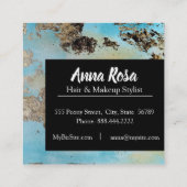 *Abstract Aquarell-blaues silbernes schwarzes Quadratische Visitenkarte (Rückseite)