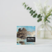 *Abstract Aquarell-blaues silbernes schwarzes Quadratische Visitenkarte (Stehend Vorderseite)