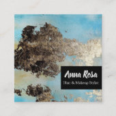 *Abstract Aquarell-blaues silbernes schwarzes Quadratische Visitenkarte (Vorderseite)