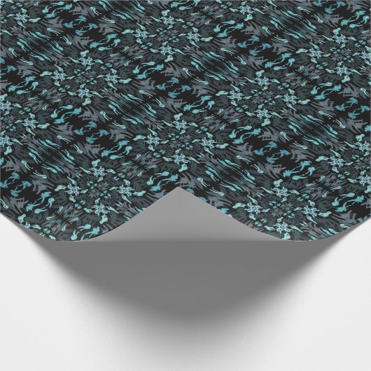 Abstract Aquatic Shaded Repeating Pattern Swirls Geschenkpapier (Ecke)
