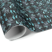 Abstract Aquatic Shaded Repeating Pattern Swirls Geschenkpapier (Rolleneckpunkt)