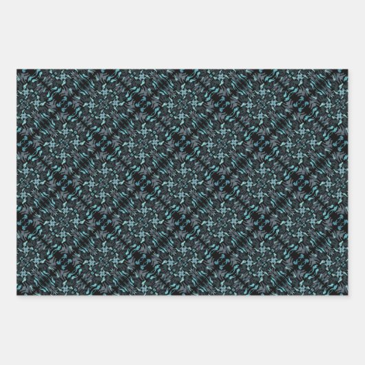 Abstract Aquatic Shaded Repeating Pattern Swirls Geschenkpapier Set (Vorderseite 3)