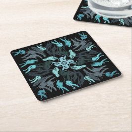 Abstract Aquatic Shaded Repeating Pattern Swirls Rechteckiger Pappuntersetzer