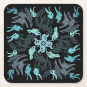 Abstract Aquatic Shaded Repeating Pattern Swirls Rechteckiger Pappuntersetzer (Vorderseite)