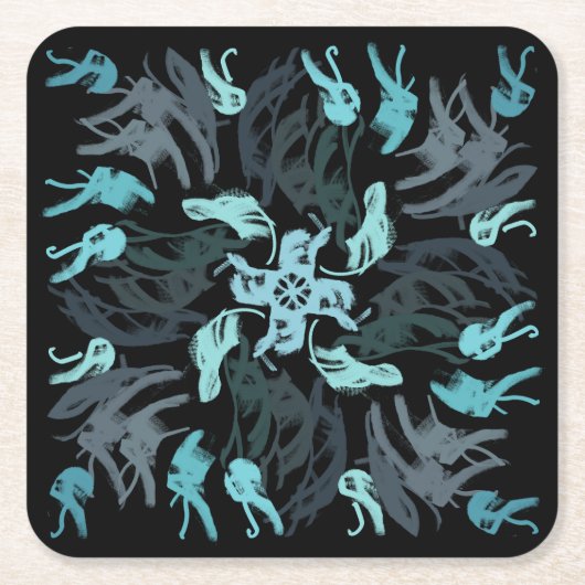 Abstract Aquatic Shaded Repeating Pattern Swirls Rechteckiger Pappuntersetzer (Vorderseite)