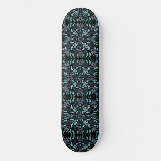 Abstract Aquatic Shaded Repeating Pattern Swirls Skateboard (Vorderseite)