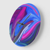 Abstract Art Blue N Pink Leaf Clock Große Wanduhr (Winkel)