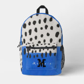 Abstract art minimal Monogram retro blue Bedruckter Rucksack (Vorderseite)