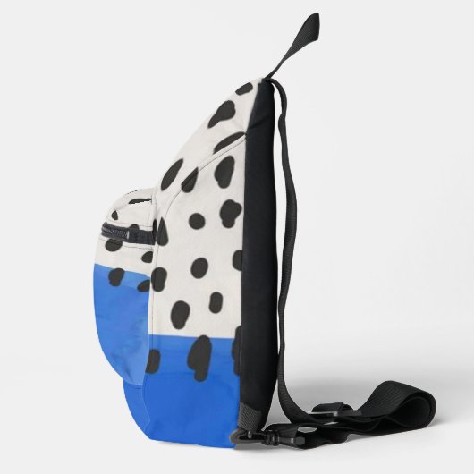 Abstract art minimal Monogram retro blue Crossbody Bag (Rechts)