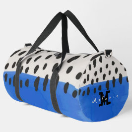 Abstract art minimal Monogram retro blue Duffle Bag