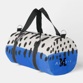 Abstract art minimal Monogram retro blue Duffle Bag