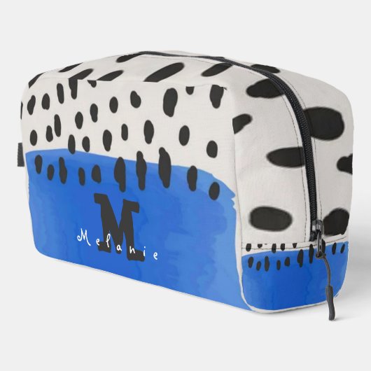 Abstract art minimal Monogram retro blue Waschbeutel (Rechte Ecke)