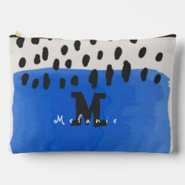 Abstract art minimal Monogram retro blue Zubehörtasche