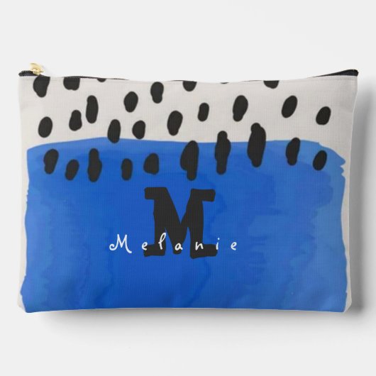 Abstract art minimal Monogram retro blue Zubehörtasche (Vorderseite)