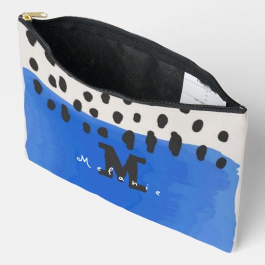 Abstract art minimal Monogram retro blue Zubehörtasche (Offen)