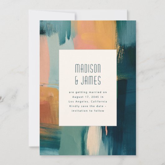 Abstract Art Modern Painting Unique Wedding Save The Date (Vorderseite)