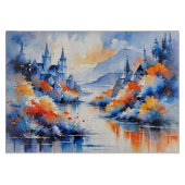 Abstract Art Orange and Blue Sea View Landscape Schneidebrett (Vorderseite)