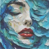 Abstract art painting female face ocean waves aufkleber (Vorderseite)