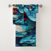 Abstract art painting female face ocean waves badhandtuch set (Insitu)