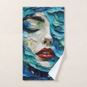Abstract art painting female face ocean waves badhandtuch set (Handtuch)