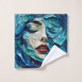 Abstract art painting female face ocean waves badhandtuch set (Waschlappen)