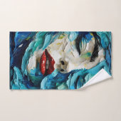 Abstract art painting female face ocean waves badhandtuch set (Handtuch)