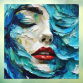 Abstract art painting female face ocean waves fensteraufkleber (Blatt 3)