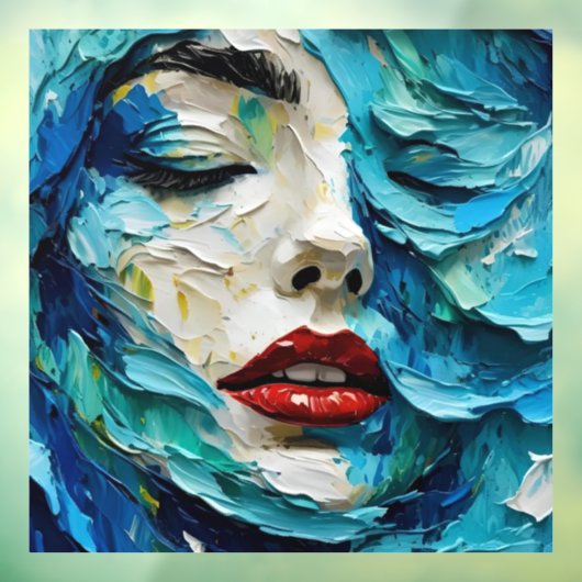 Abstract art painting female face ocean waves fensteraufkleber (Blatt 3)