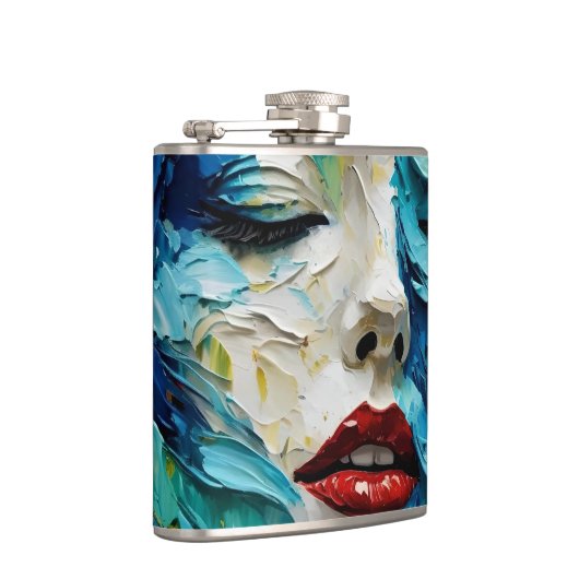 Abstract art painting female face ocean waves flachmann (Rechts)