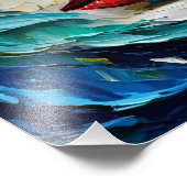 Abstract art painting female face ocean waves fotodruck (Ecke)