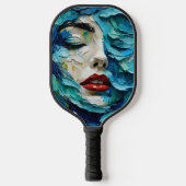Abstract art painting female face ocean waves pickleball schläger (Vorderseite)
