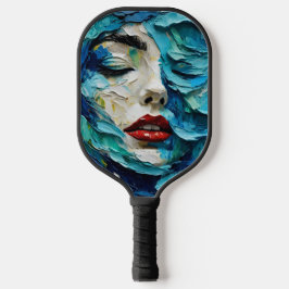 Abstract art painting female face ocean waves pickleball schläger