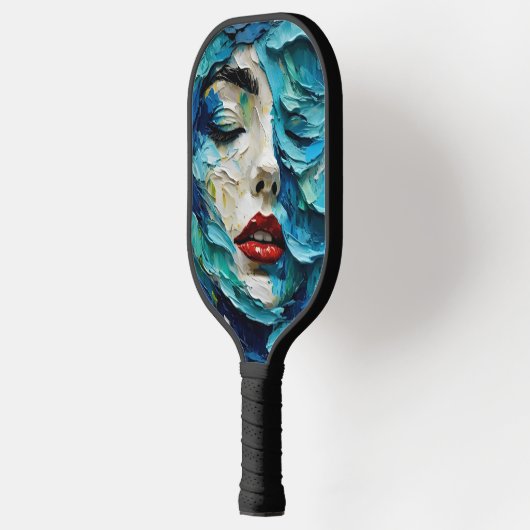 Abstract art painting female face ocean waves pickleball schläger (Links)