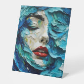 Abstract art painting female face ocean waves sockelschild (Vorderseite)