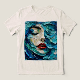 Abstract art painting female face ocean waves Tri-Blend shirt