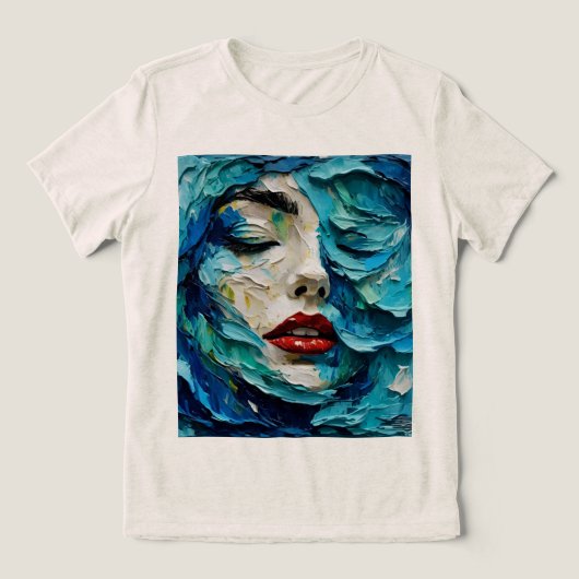 Abstract art painting female face ocean waves Tri-Blend shirt (Design Vorderseite)