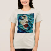 Abstract art painting female face ocean waves Tri-Blend shirt (Vorderseite)