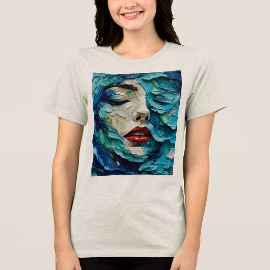 Abstract art painting female face ocean waves Tri-Blend shirt (Vorderseite)