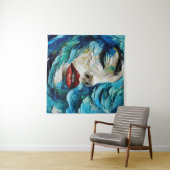 Abstract art painting female face ocean waves wandteppich (Beispiel (Horizontal))