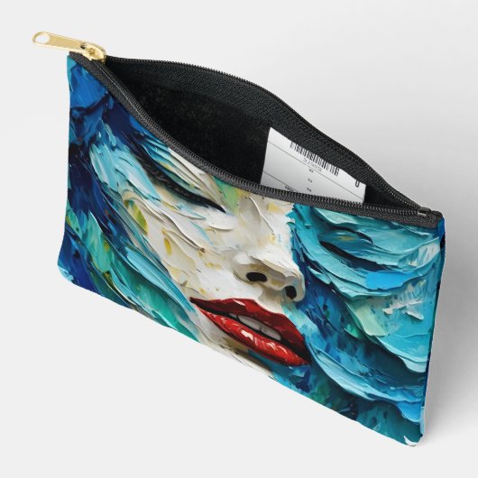 Abstract art painting female face ocean waves zubehörtasche (Offen)