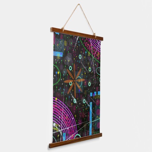 Abstract Art: Satellite  Wandteppich Mit Holzrahmen (Gewinkelt)