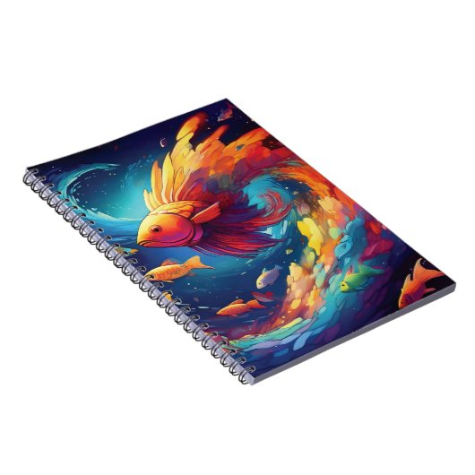 Abstract art with fish in space notizblock (Rechte Seite)