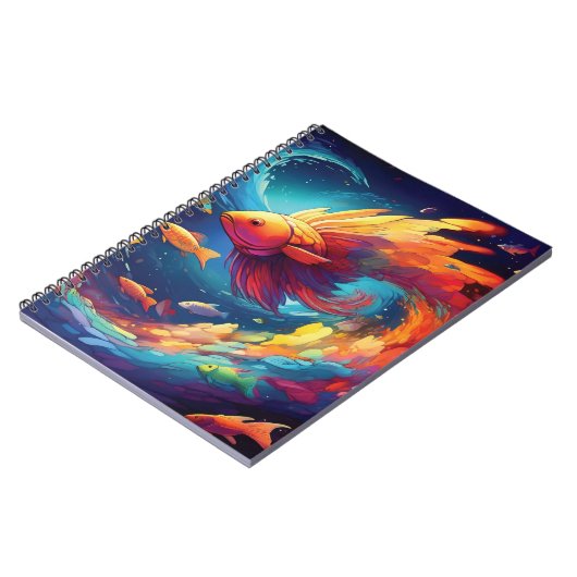 Abstract art with fish in space notizblock (Linke Seite)